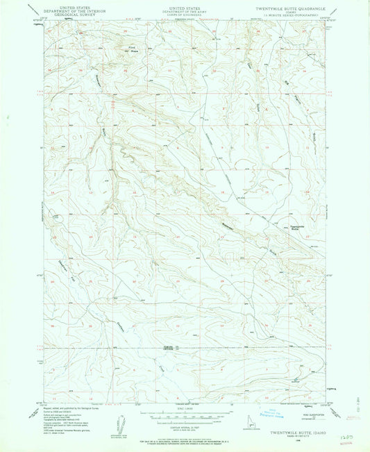 Classic USGS Twentymile Butte Idaho 7.5'x7.5' Topo Map Image