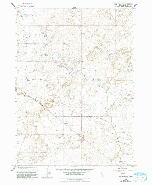 Classic USGS Twin Falls NE Idaho 7.5'x7.5' Topo Map Image