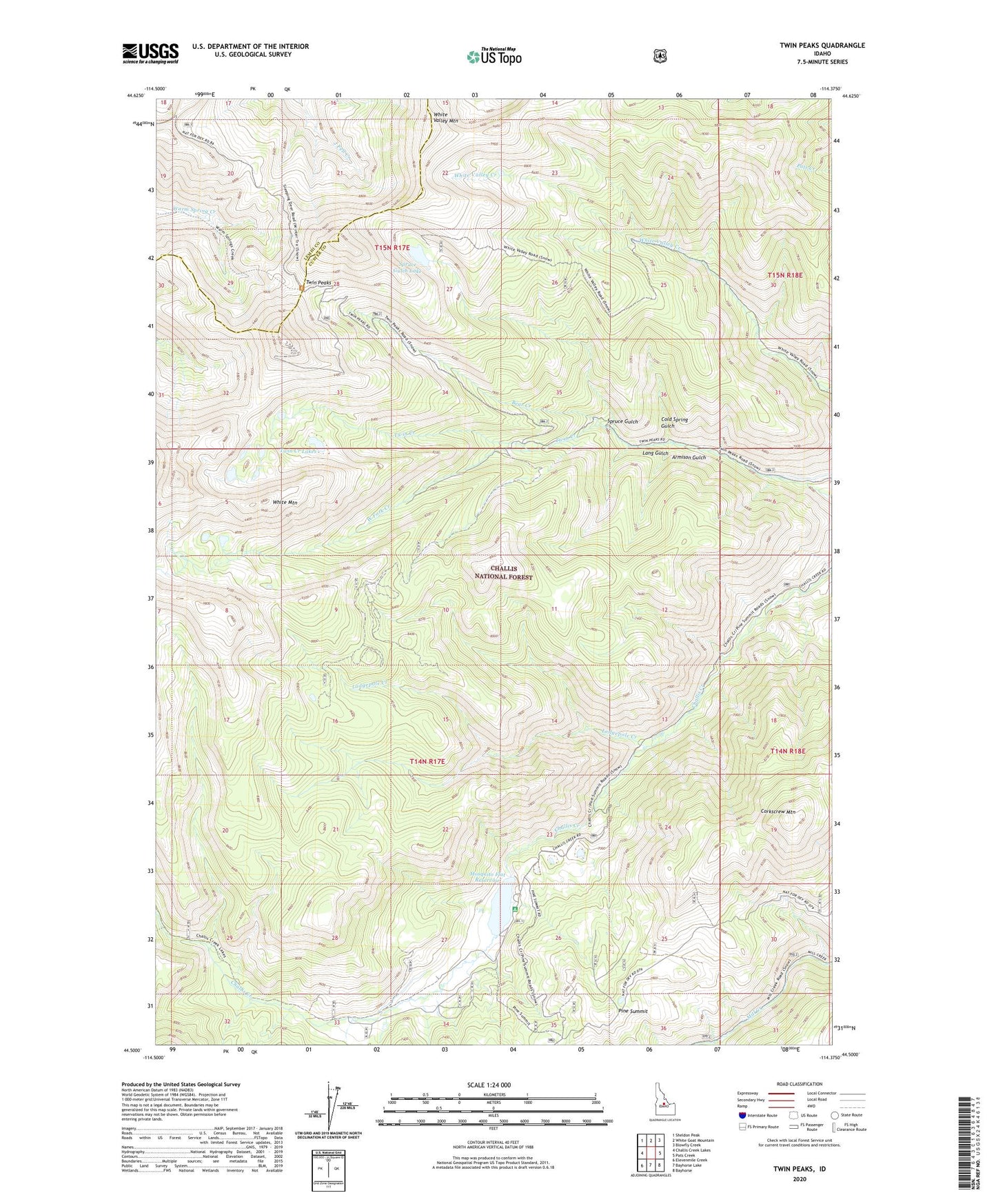 Twin Peaks Idaho US Topo Map Image