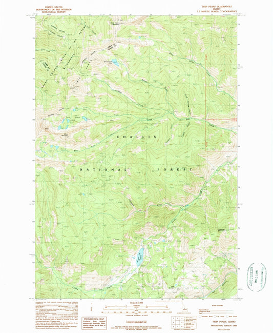 Classic USGS Twin Peaks Idaho 7.5'x7.5' Topo Map Image
