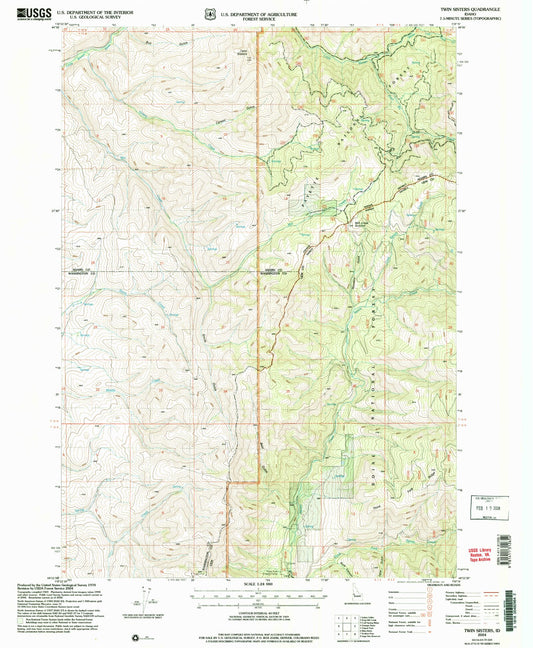 Classic USGS Twin Sisters Idaho 7.5'x7.5' Topo Map Image