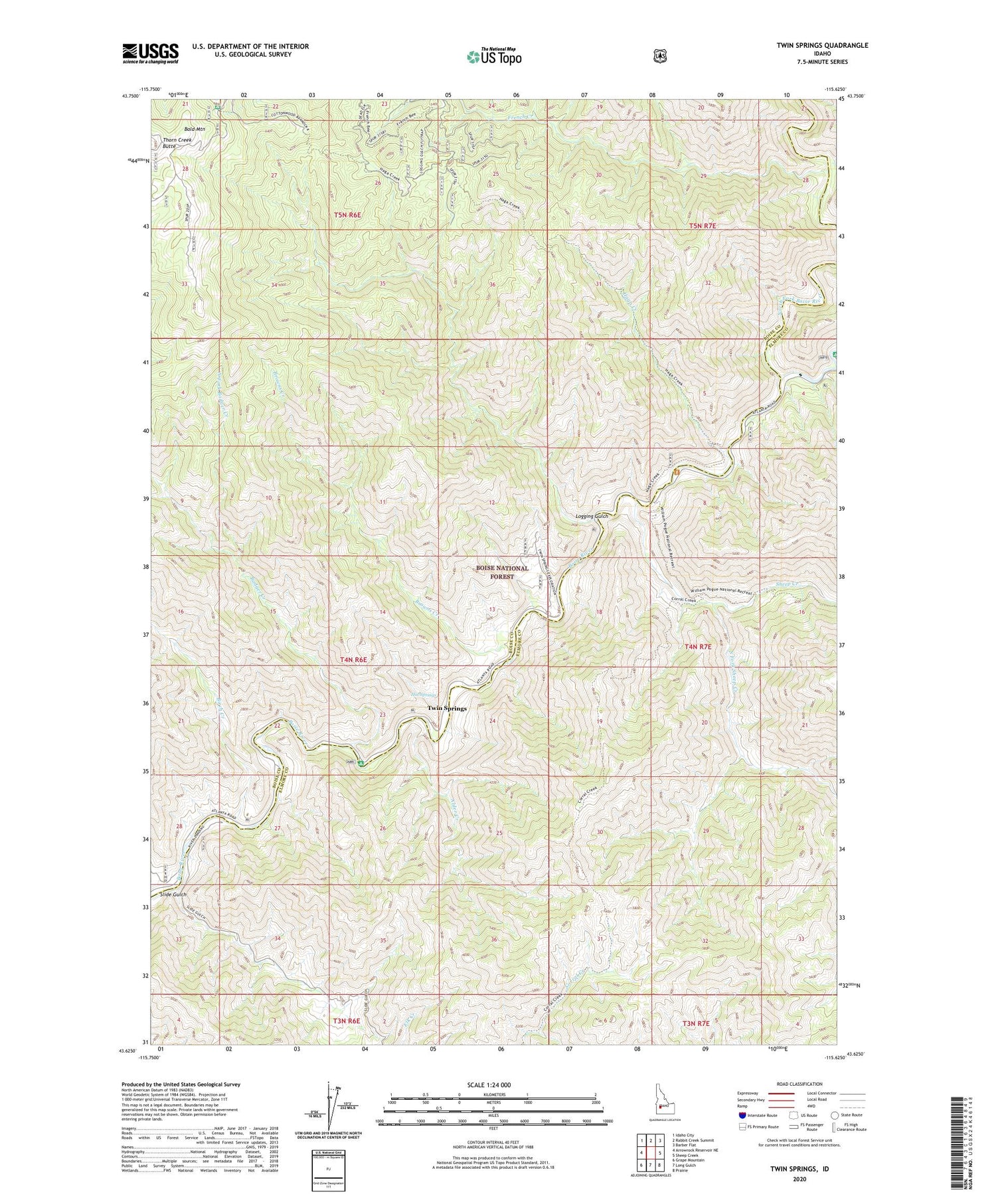 Twin Springs Idaho US Topo Map Image