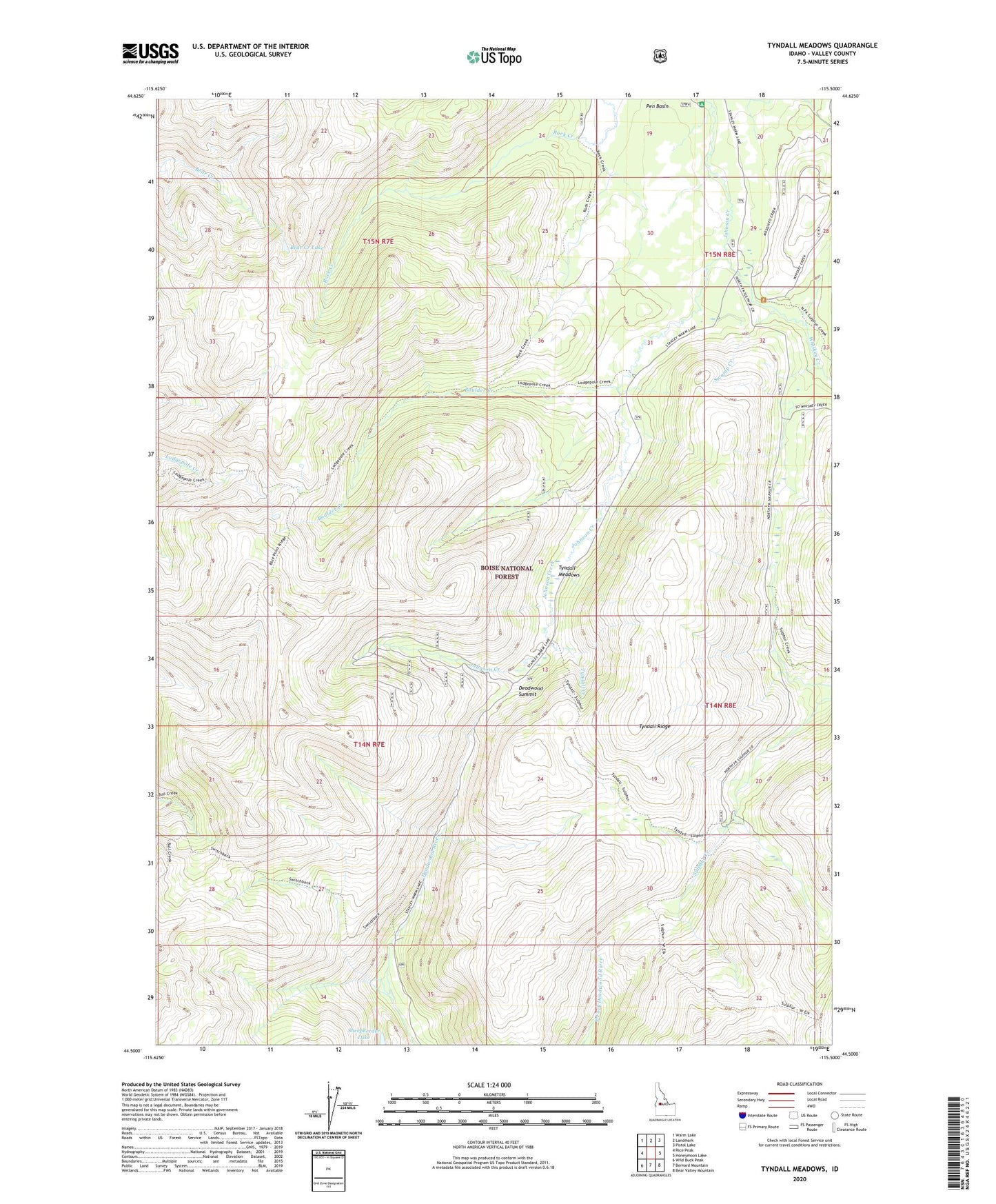 Tyndall Meadows Idaho US Topo Map Image