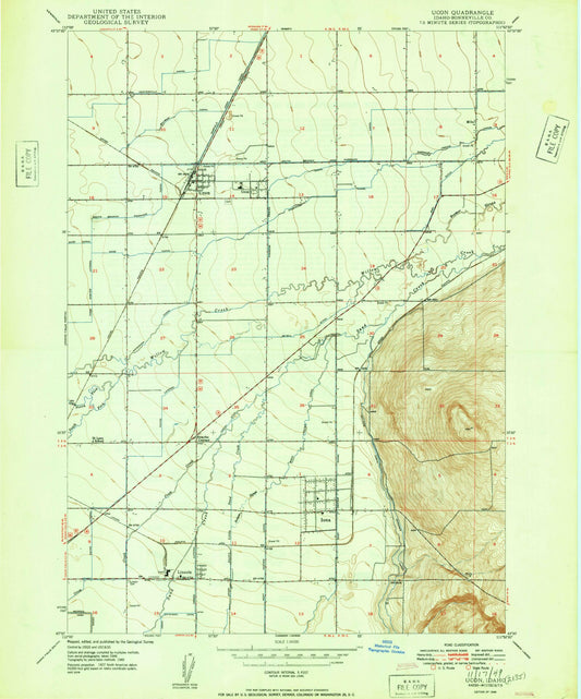 Classic USGS Ucon Idaho 7.5'x7.5' Topo Map Image