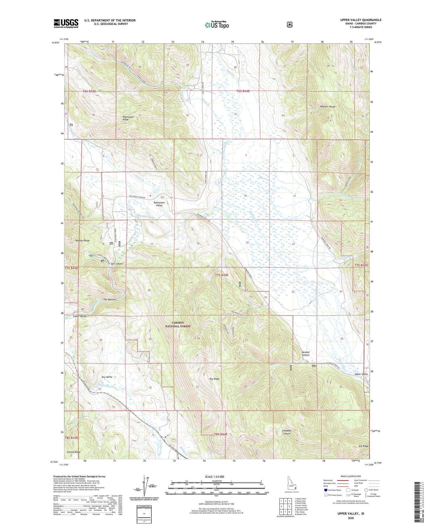 Upper Valley Idaho US Topo Map Image