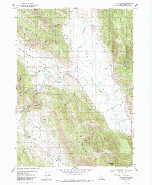 Classic USGS Upper Valley Idaho 7.5'x7.5' Topo Map Image