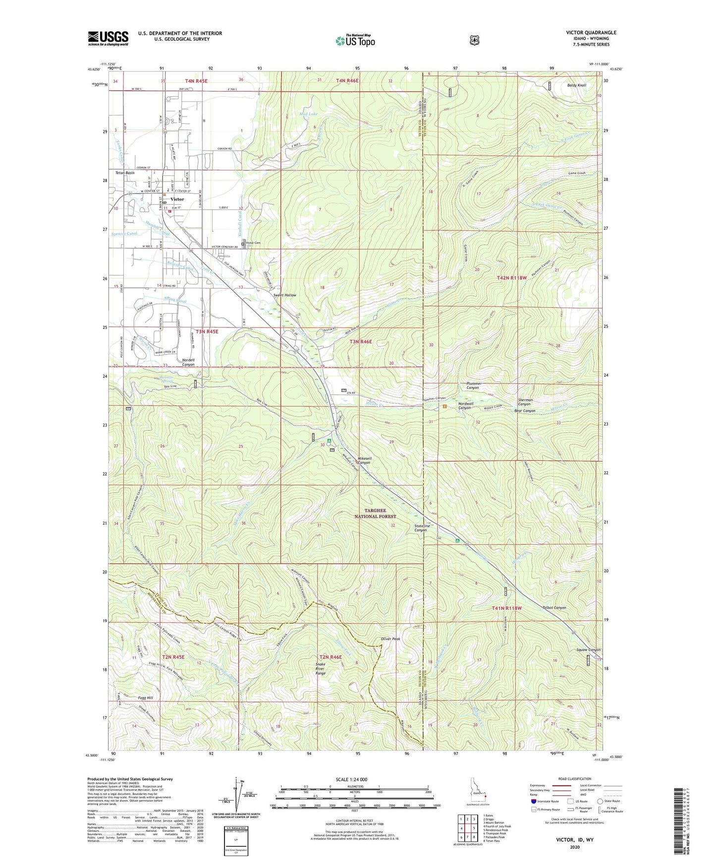Victor Idaho US Topo Map Image