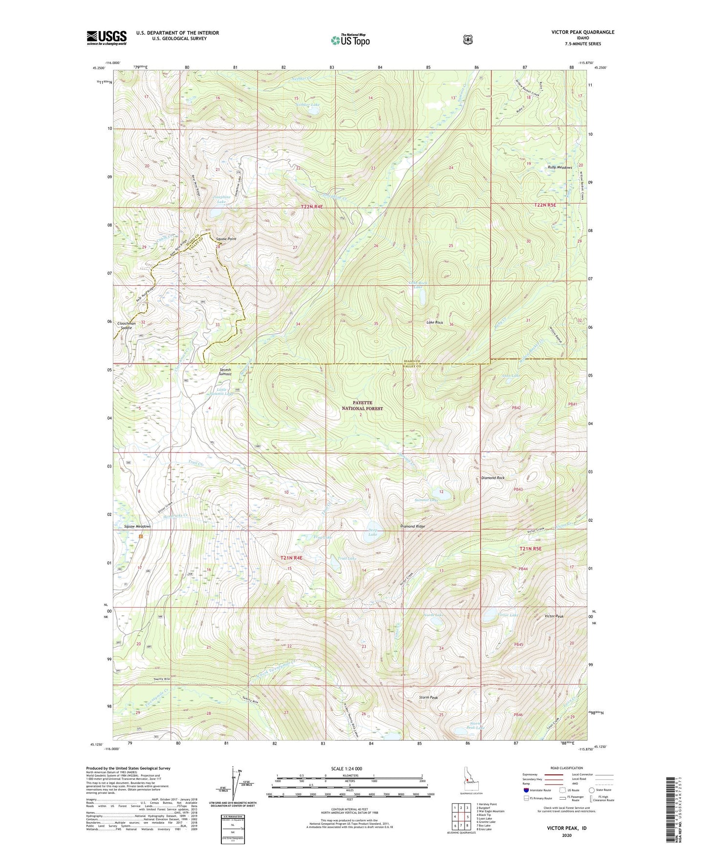 Victor Peak Idaho US Topo Map Image