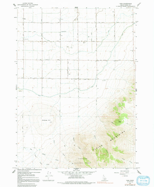 Classic USGS View Idaho 7.5'x7.5' Topo Map Image