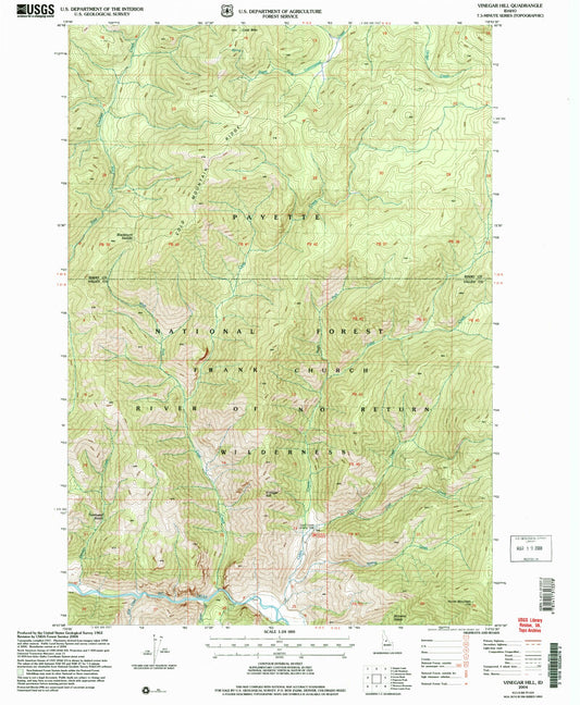 Classic USGS Vinegar Hill Idaho 7.5'x7.5' Topo Map Image