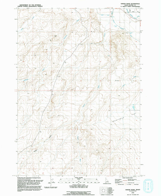Classic USGS Vinson Wash Idaho 7.5'x7.5' Topo Map Image