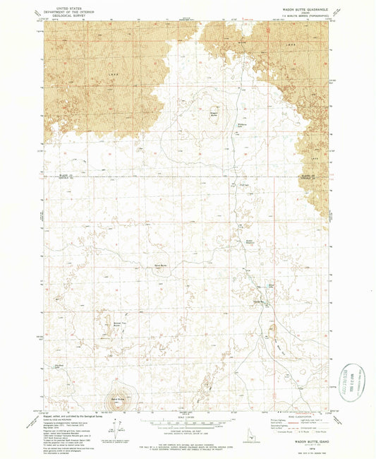 Classic USGS Wagon Butte Idaho 7.5'x7.5' Topo Map Image