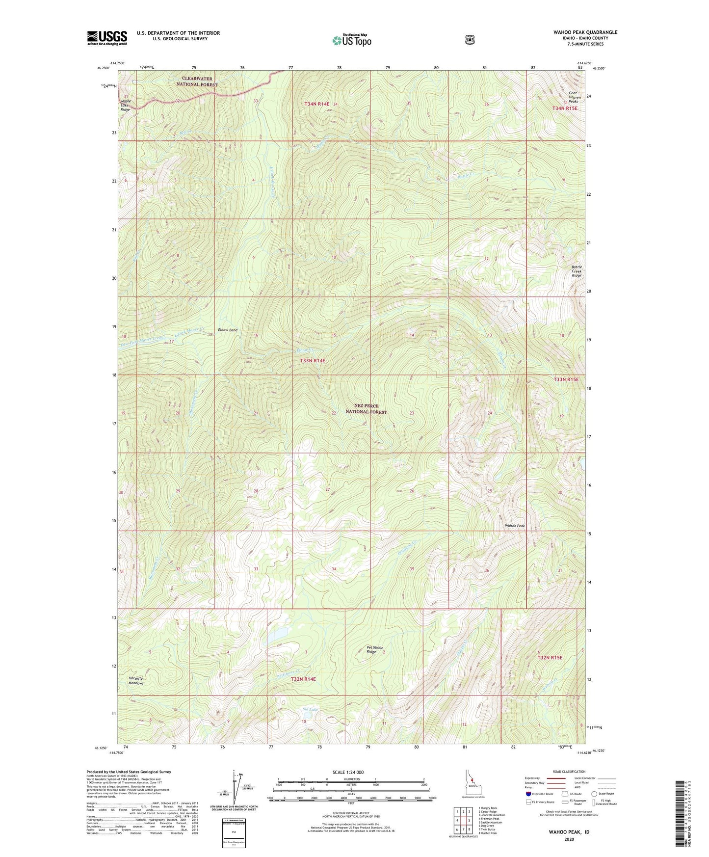 Wahoo Peak Idaho US Topo Map Image