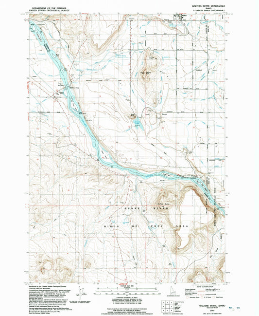 Classic USGS Walters Butte Idaho 7.5'x7.5' Topo Map Image
