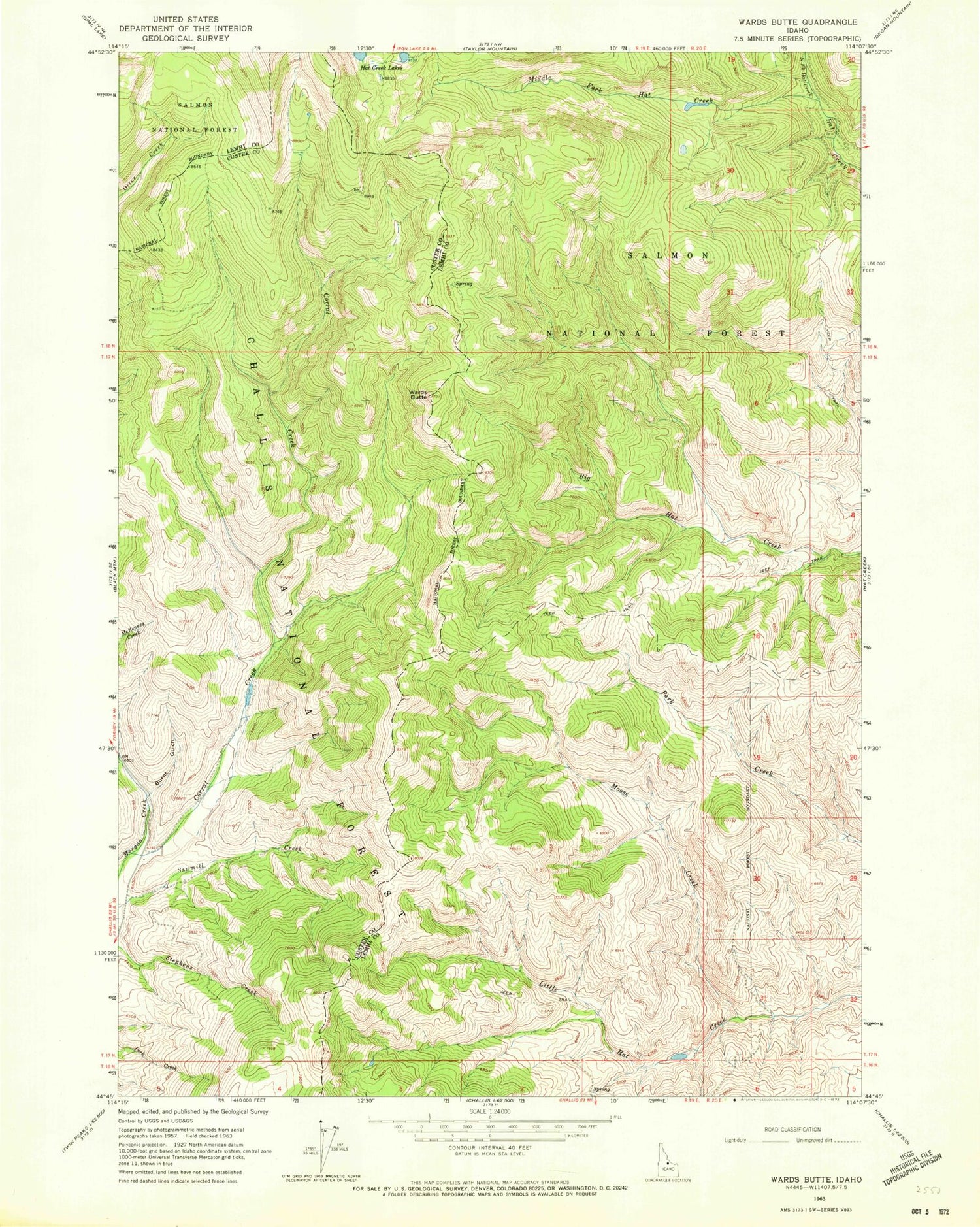 Classic USGS Wards Butte Idaho 7.5'x7.5' Topo Map Image