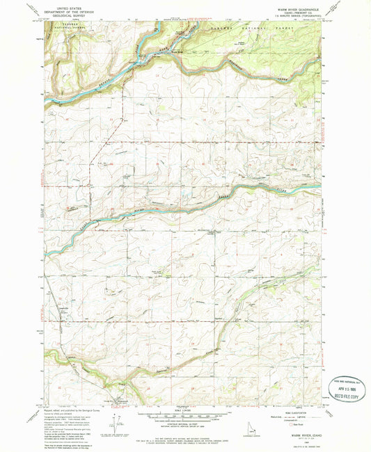 Classic USGS Warm River Idaho 7.5'x7.5' Topo Map Image