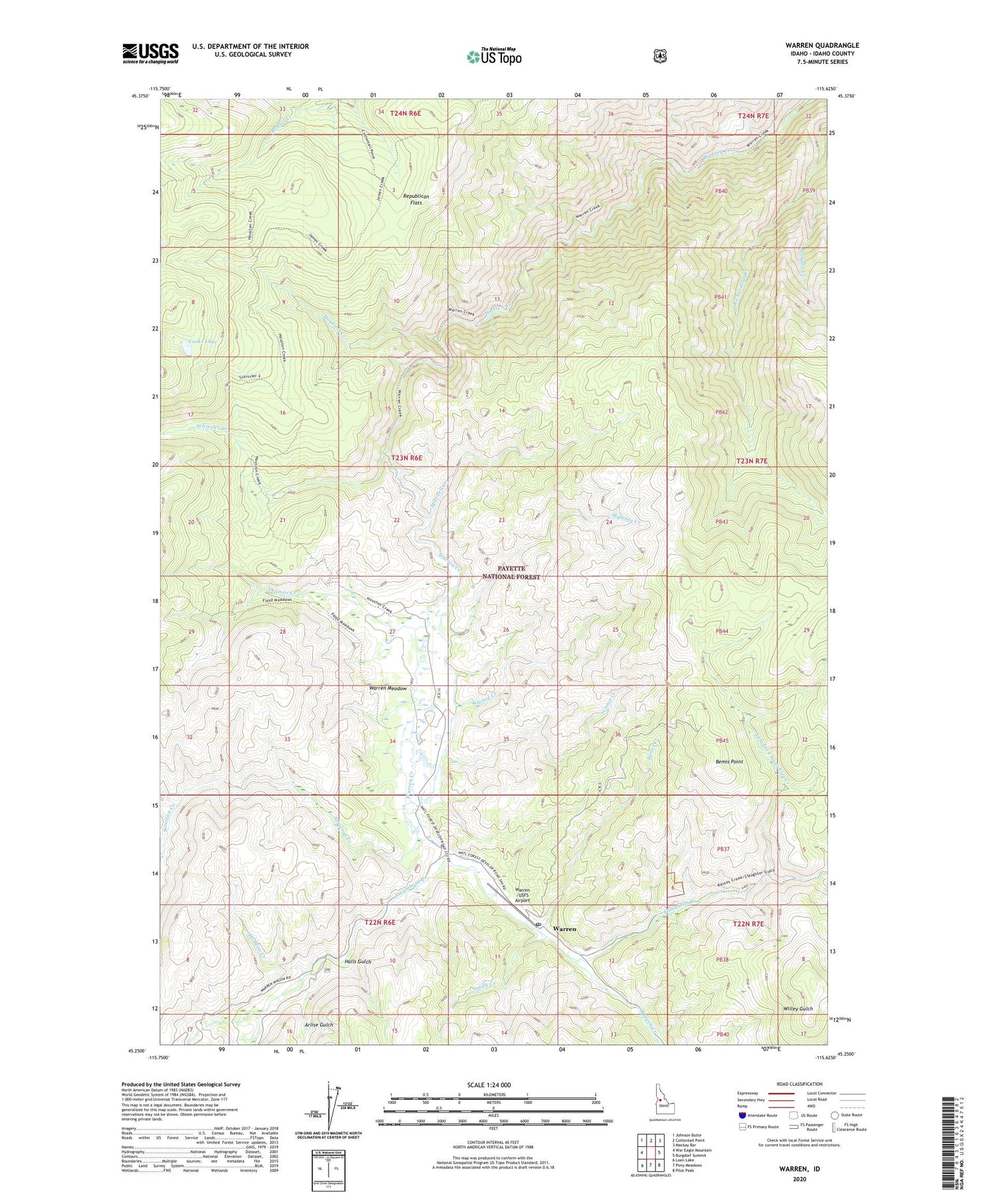Warren Idaho US Topo Map Image