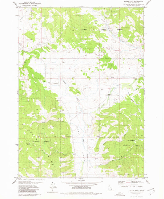 Classic USGS Wayan East Idaho 7.5'x7.5' Topo Map Image