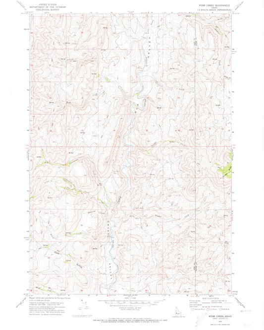 Classic USGS Webb Creek Idaho 7.5'x7.5' Topo Map Image