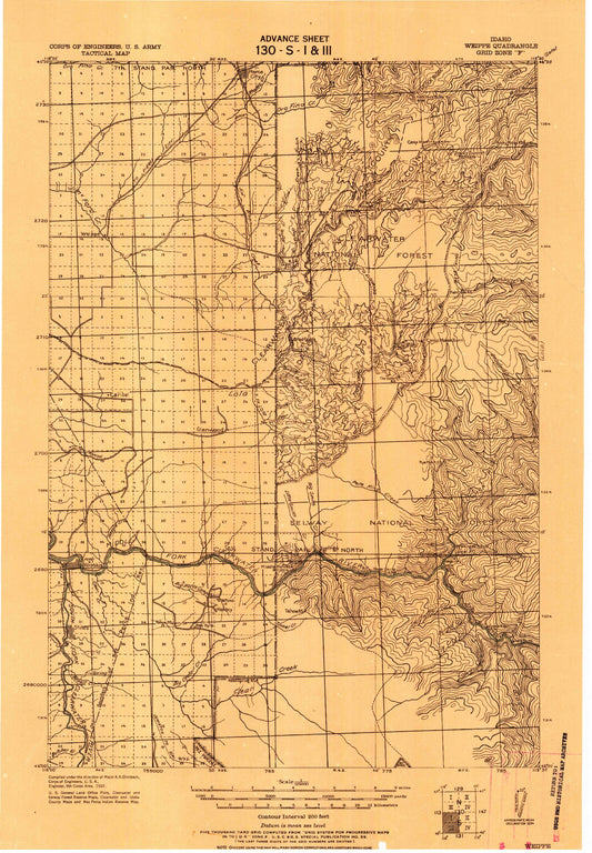 Historic 1924 Weippe Idaho 30'x30' Topo Map Image