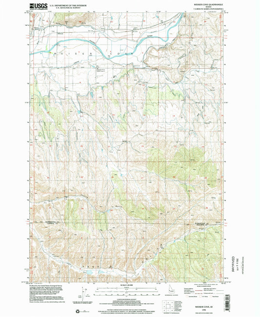 Classic USGS Weiser Cove Idaho 7.5'x7.5' Topo Map Image