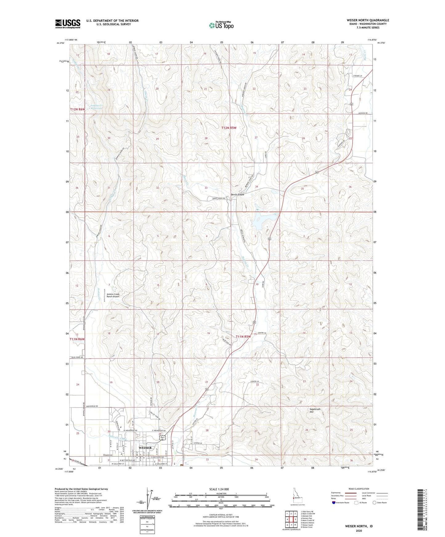 Weiser North Idaho US Topo Map Image