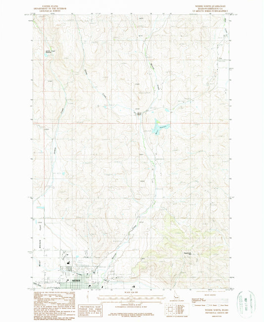 Classic USGS Weiser North Idaho 7.5'x7.5' Topo Map Image