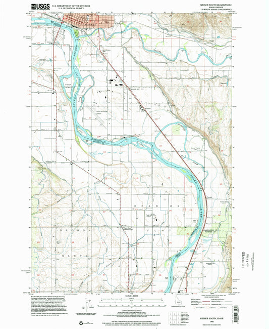 Classic USGS Weiser South Idaho 7.5'x7.5' Topo Map Image