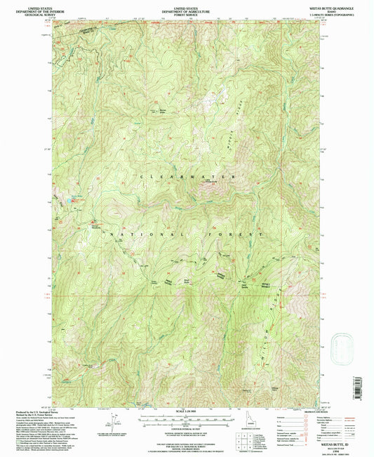 Classic USGS Weitas Butte Idaho 7.5'x7.5' Topo Map Image