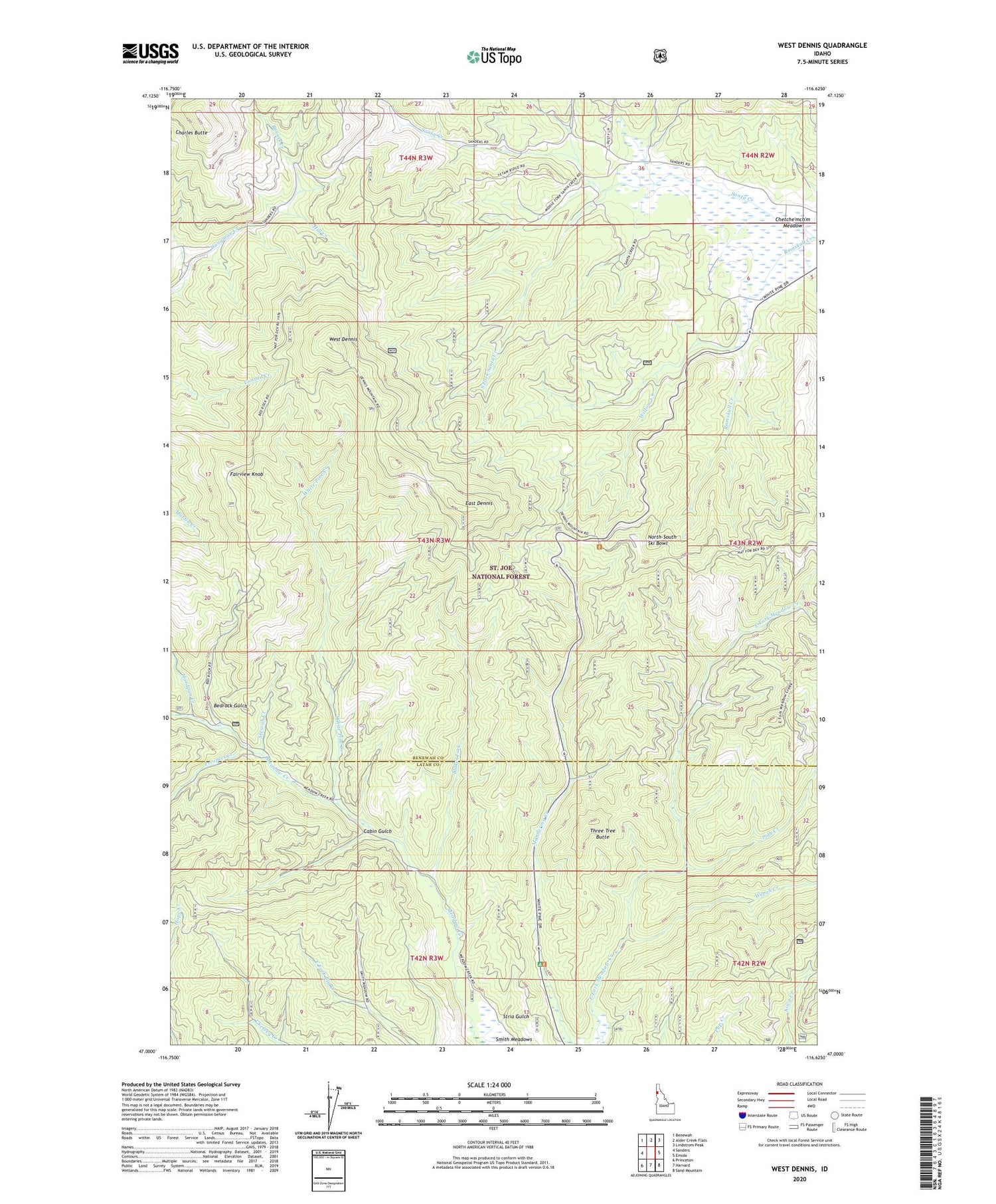West Dennis Idaho US Topo Map Image