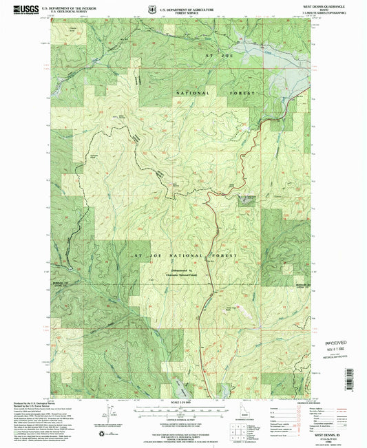 Classic USGS West Dennis Idaho 7.5'x7.5' Topo Map Image