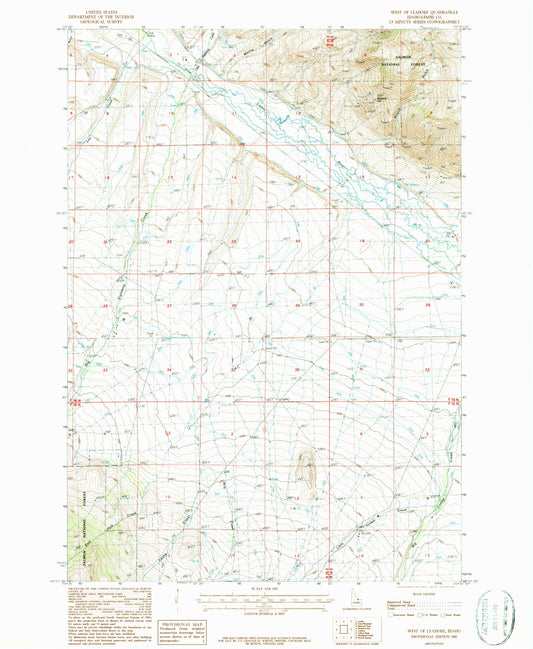 Classic USGS West of Leadore Idaho 7.5'x7.5' Topo Map Image