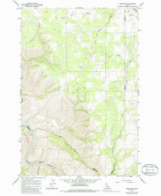 Classic USGS Westlake Idaho 7.5'x7.5' Topo Map Image