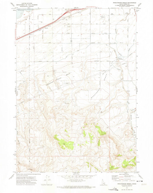 Classic USGS Wheatgrass Bench Idaho 7.5'x7.5' Topo Map Image