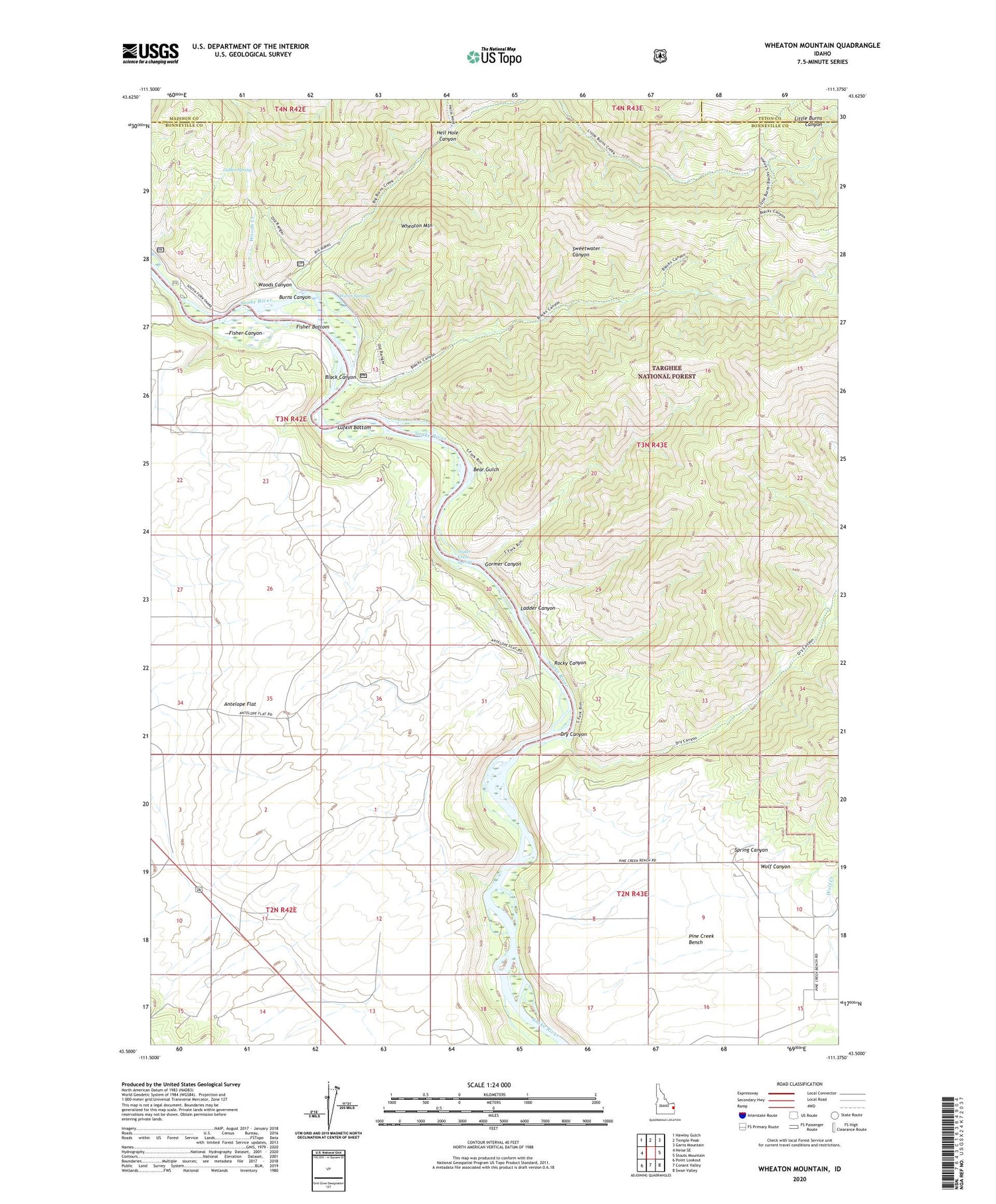 Wheaton Mountain Idaho US Topo Map Image