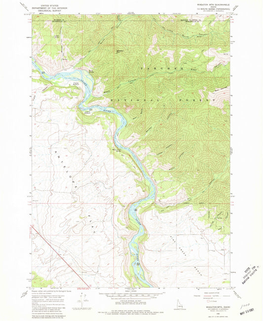 Classic USGS Wheaton Mountain Idaho 7.5'x7.5' Topo Map Image