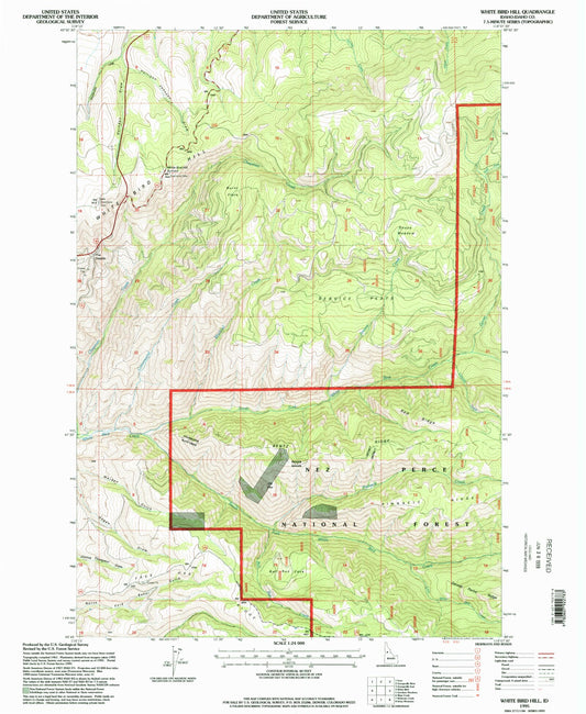 Classic USGS White Bird Hill Idaho 7.5'x7.5' Topo Map Image