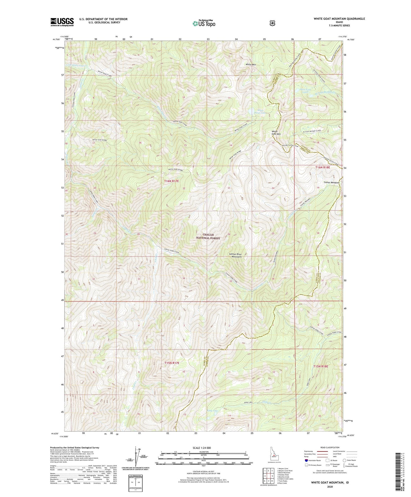 White Goat Mountain Idaho US Topo Map Image