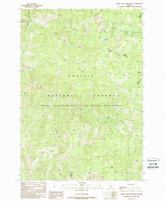 Classic USGS White Goat Mountain Idaho 7.5'x7.5' Topo Map Image