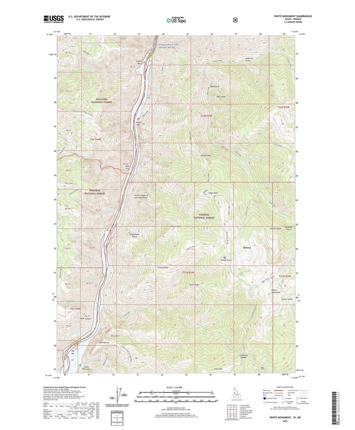 White Monument Idaho US Topo Map Image