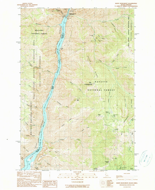 Classic USGS White Monument Idaho 7.5'x7.5' Topo Map Image