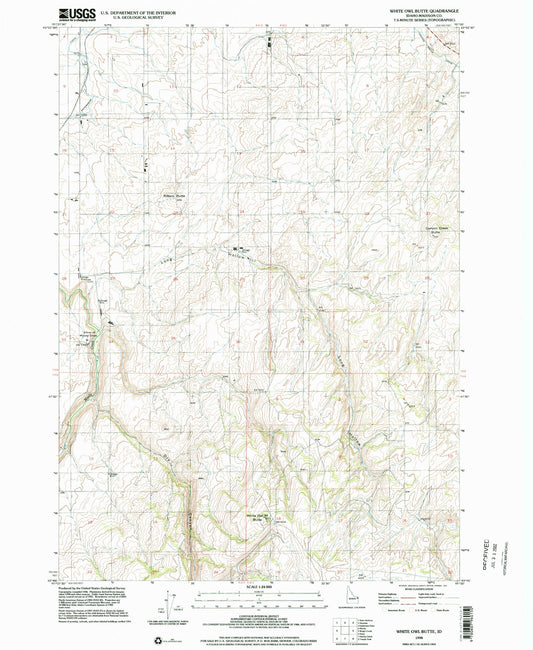 Classic USGS White Owl Butte Idaho 7.5'x7.5' Topo Map Image