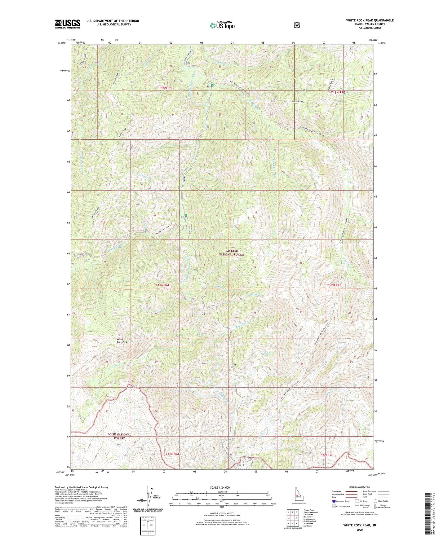 White Rock Peak Idaho US Topo Map Image