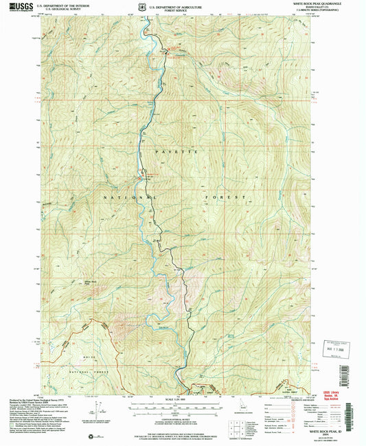 Classic USGS White Rock Peak Idaho 7.5'x7.5' Topo Map Image
