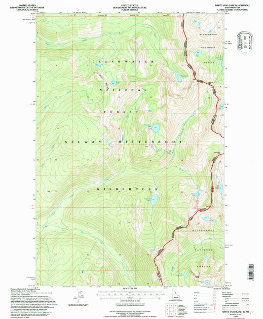 Classic USGS White Sand Lake Idaho 7.5'x7.5' Topo Map Image