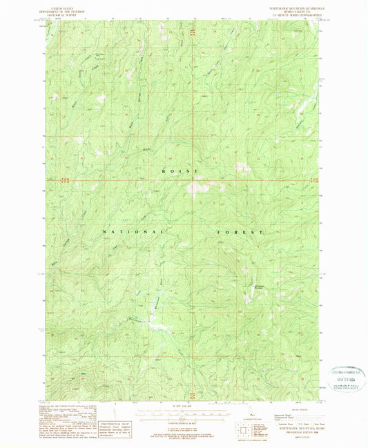 Classic USGS Whitehawk Mountain Idaho 7.5'x7.5' Topo Map Image