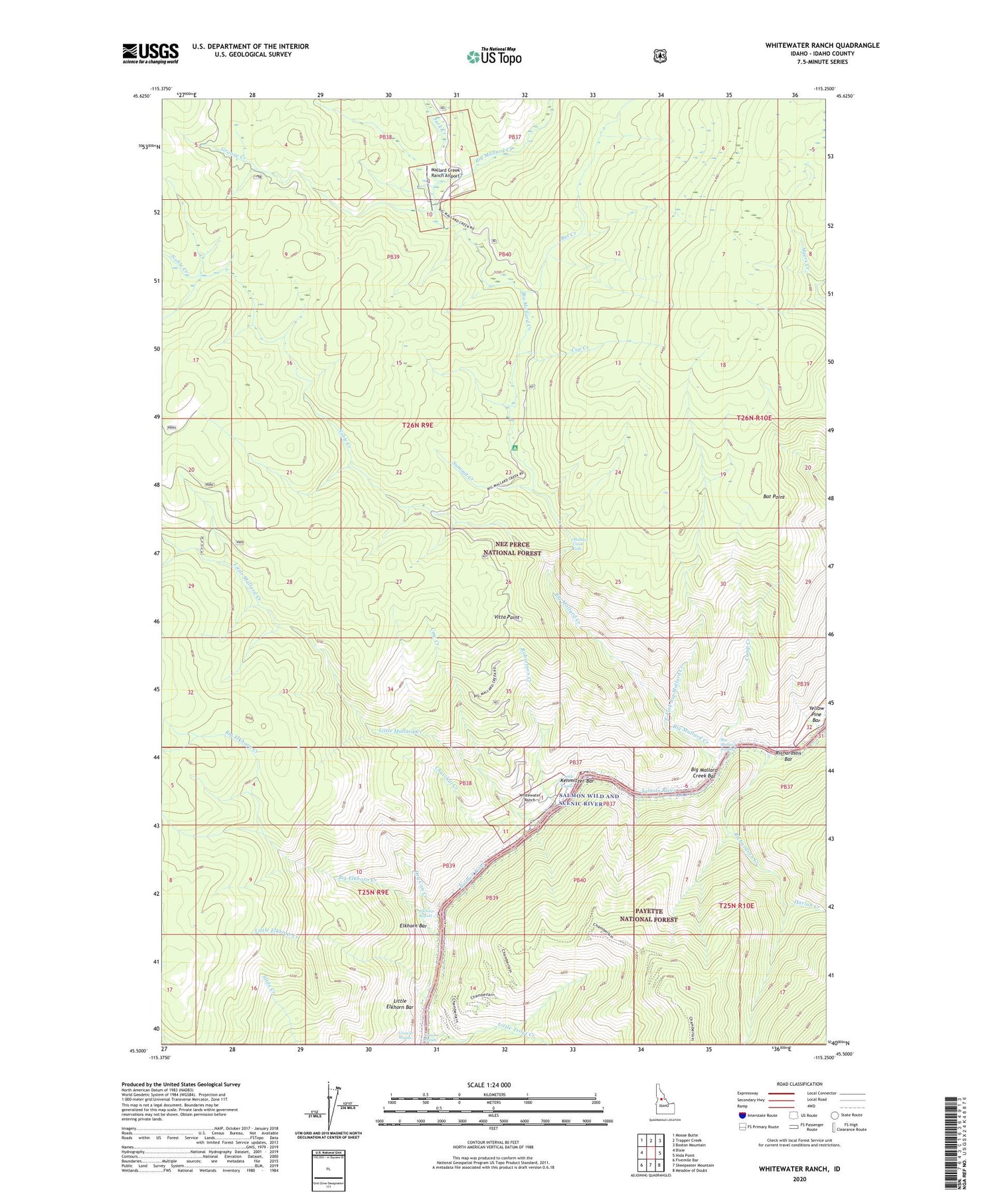 Whitewater Ranch Idaho US Topo Map Image
