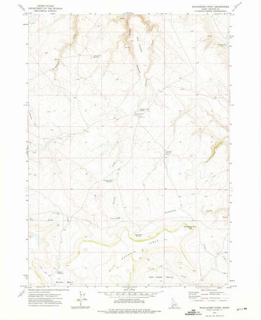 Classic USGS Wickahoney Point Idaho 7.5'x7.5' Topo Map Image