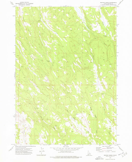Classic USGS Wickiup Creek Idaho 7.5'x7.5' Topo Map Image