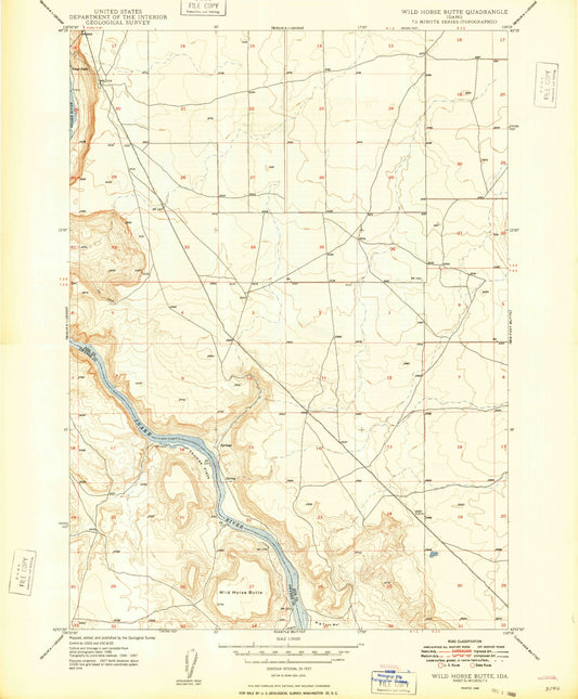 Classic USGS Wild Horse Butte Idaho 7.5'x7.5' Topo Map Image